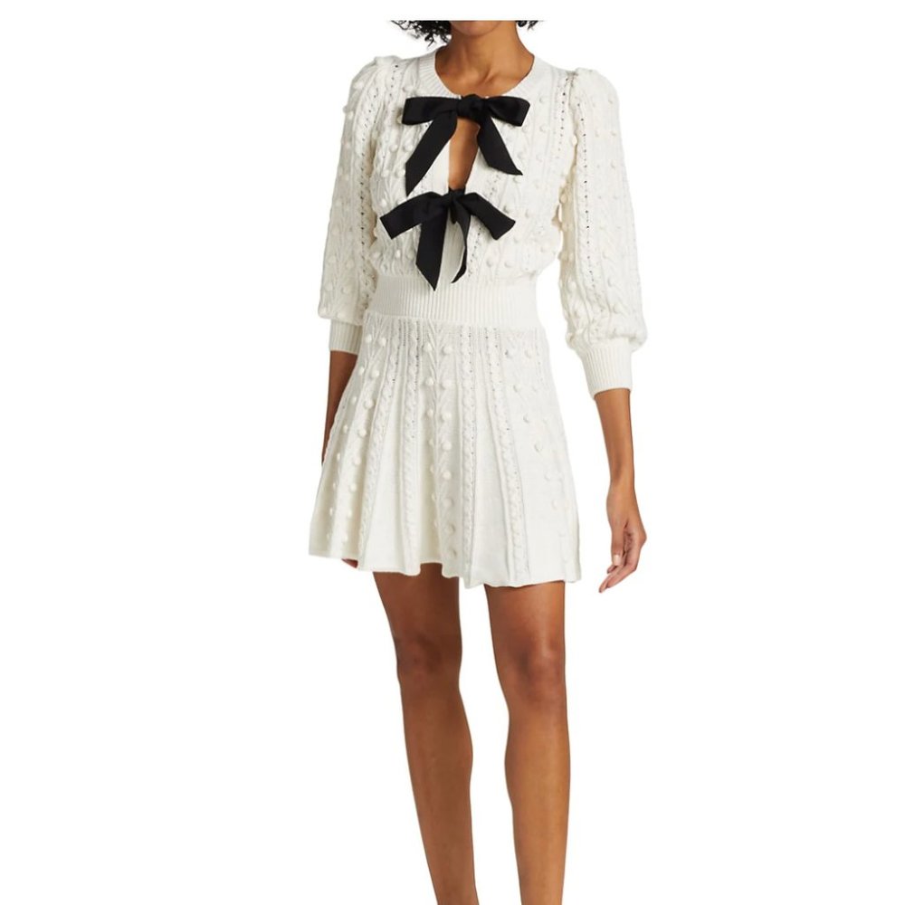 Alice + Olivia Kitty Bow Front Sweater Dress Size XS/0